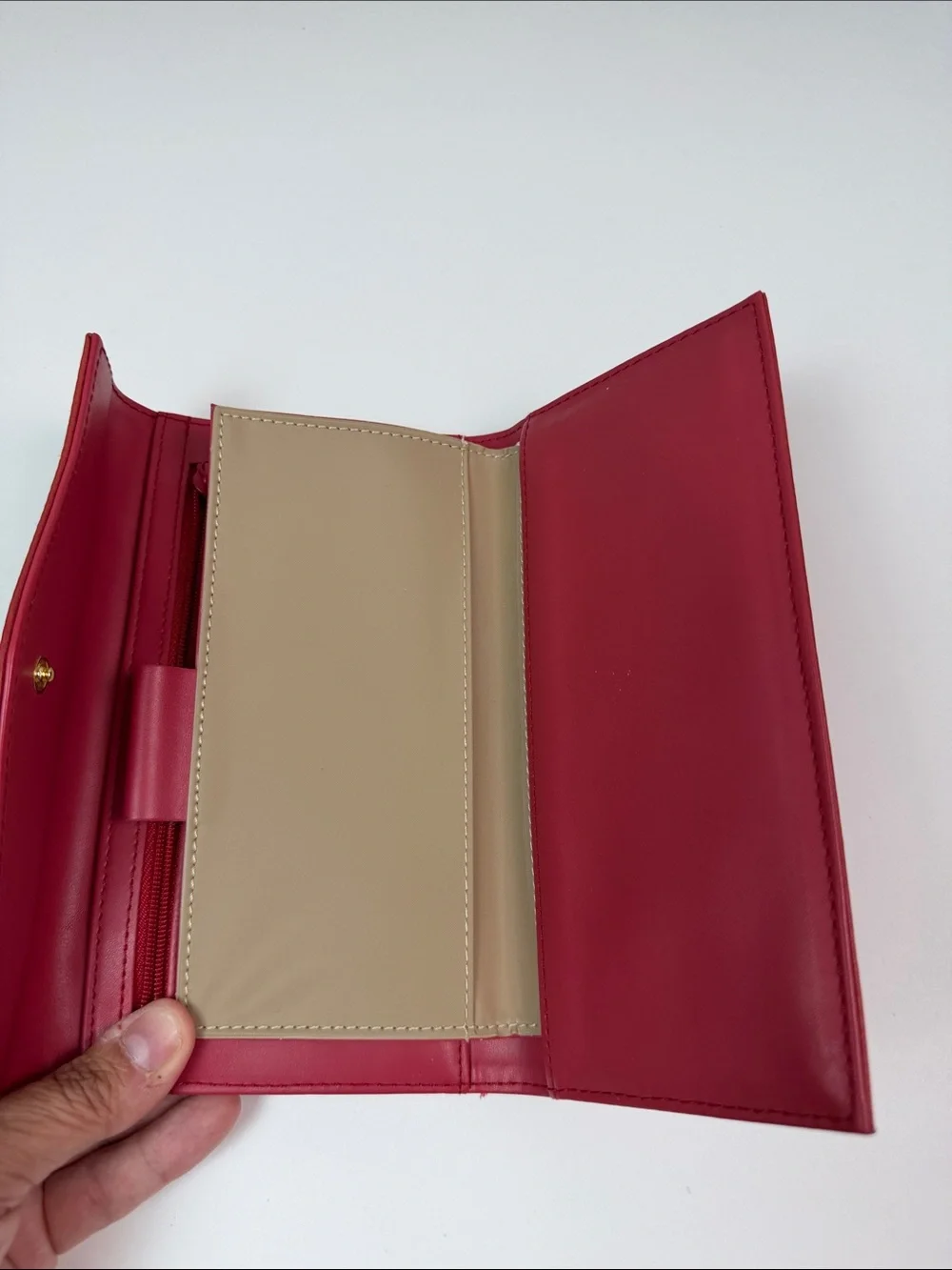 Buxton Genuine Leather Red Checkbook Wallet Vintage Womens Long Bifold Organizer